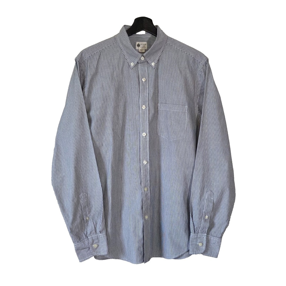 J. Crew Men's Tailored Fit Striped Button-Down Shirt Size M Black White Cotton